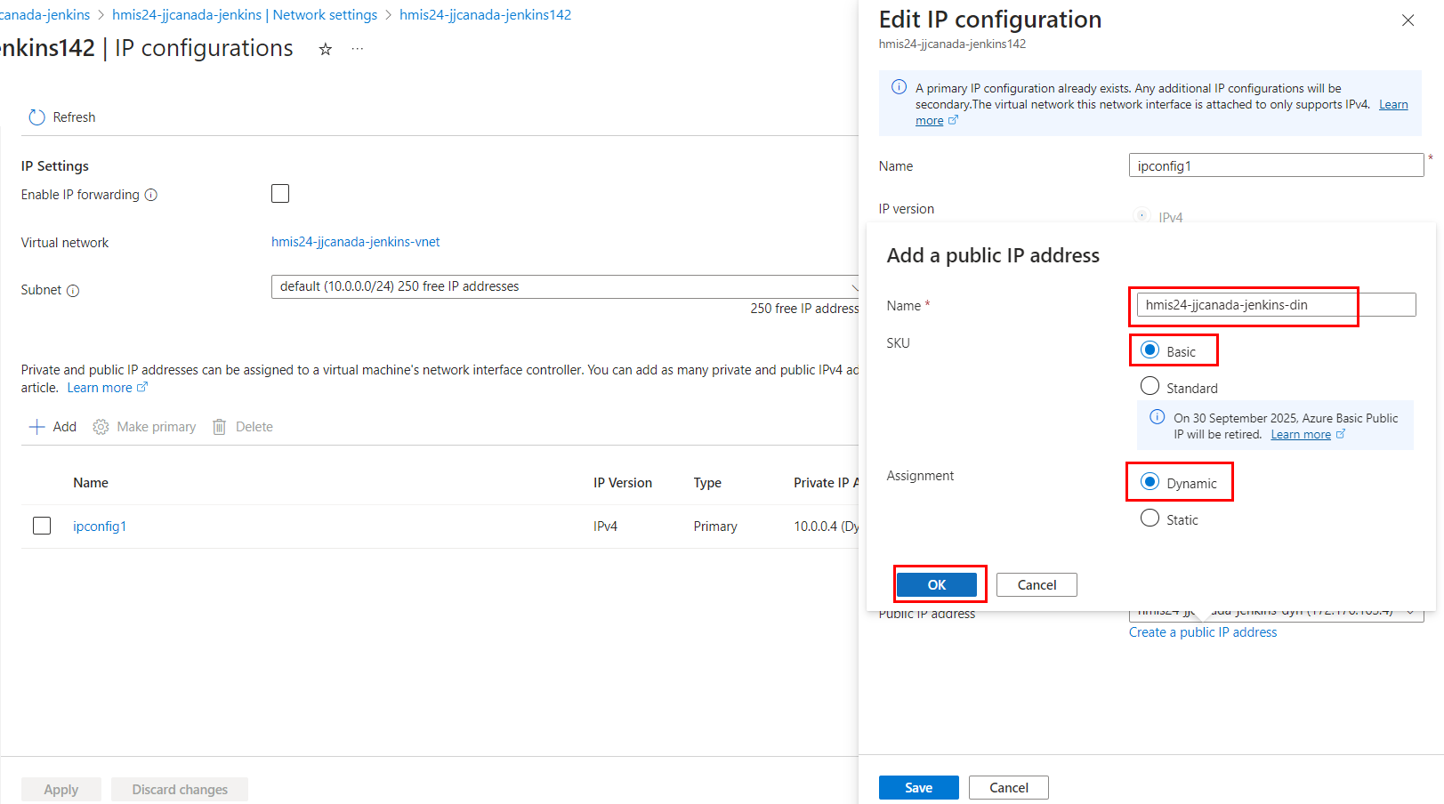 crear nueva ip dinamica 24