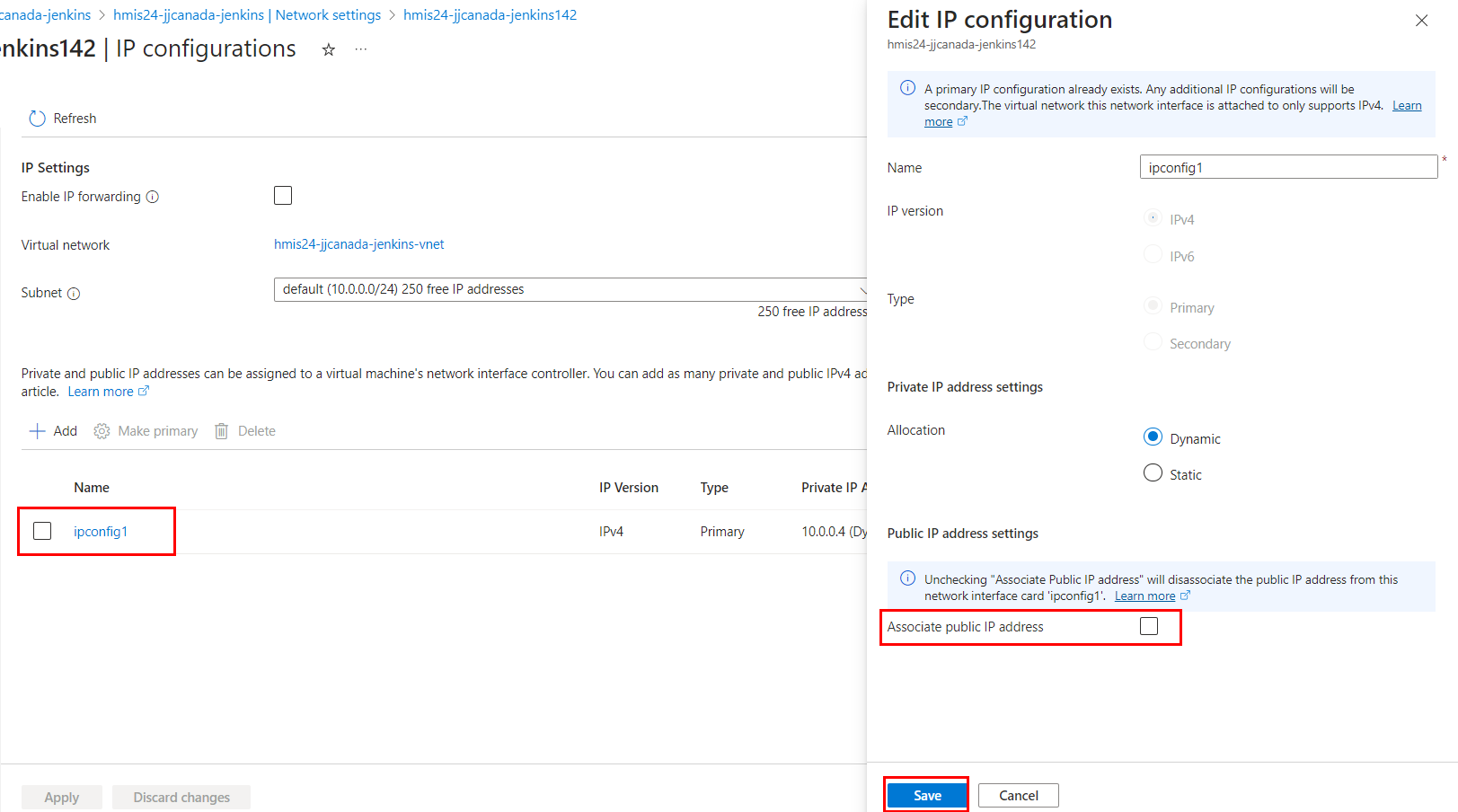 descmarcar asociar ip