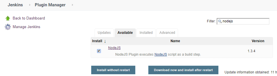 jenkins plugins nodejs