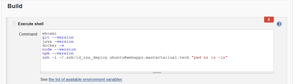 jenksin hello docker ssh to deploy