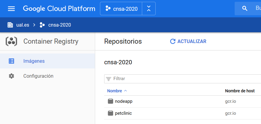 container registry pushed nodeapp